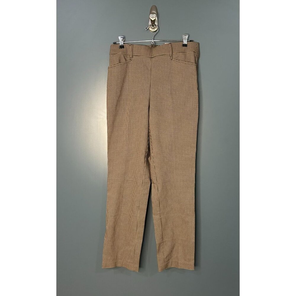 NEW Rafaella Womens Stretch Pants Size 6 Tan & Black Houndstooth Pattern